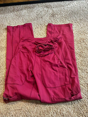 QBK Yoga Scrub Pants Women Mid Rise Five Pocket Cargo Scrub Pant Pink XS